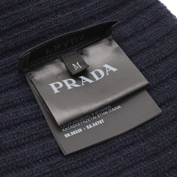 Prada Knit Cap Hat 100% Wool Dark Navy Blue M main image 4